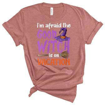 Womens Witch Funny Halloween Broomstick Bad Witch Unisex Crewneck Soft Tee - Seseable