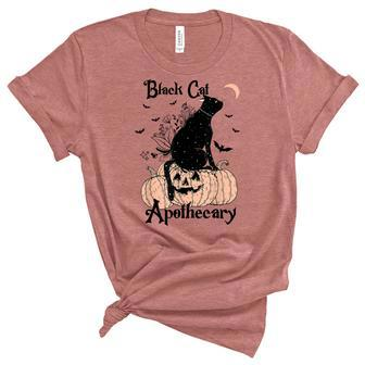 Black Cat Apothecary Cat Witch Pumpkin Halloween Costume Unisex Crewneck Soft Tee - Seseable