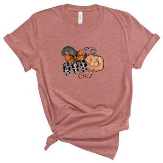 Boo Crew Pumpkin Gnomes Hat Bow Halloween Unisex Crewneck Soft Tee - Seseable