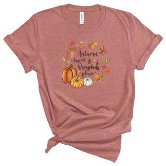 Cozy Autumn Fall Autumn Leaves _ Pumpkins Please Women's Short Sleeve T-shirt Unisex Crewneck Soft Tee - Seseable