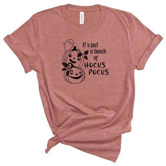 Cute Pumpkins And Boo Its Just A Bunch Of Hocus Pocus Halloween Unisex Crewneck Soft Tee - Seseable