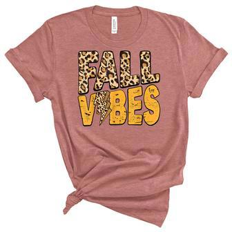 Distressed Fall Vibes Leopard Lightning Bolts In Fall Colors Unisex Crewneck Soft Tee - Thegiftio UK