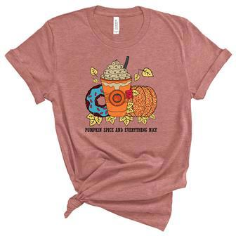 Fall Pumpkin Spice And Everything Nice Donut Coffee Women's Short Sleeve T-shirt Unisex Crewneck Soft Tee - Seseable