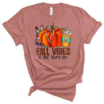 Fall Vibes And That Nurse Life Pumpkin Fall Thankful Nurse  Unisex Crewneck Soft Tee