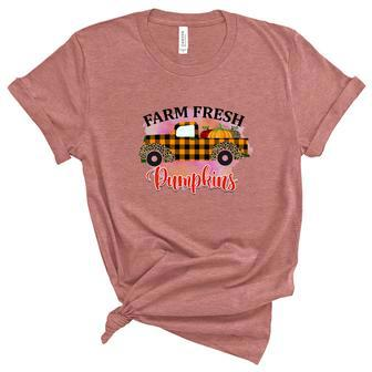 Farm Fresh Pumpkins Truck Thanksgiving Women's Short Sleeve T-shirt Unisex Crewneck Soft Tee - Seseable