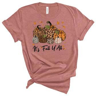 Funny Its Fall Yall Pumpkin For Women Funny Halloween Unisex Crewneck Soft Tee - Seseable