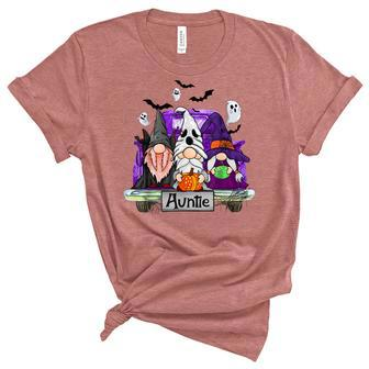 Gnomes Witch Truck Auntie Funny Halloween Costume Unisex Crewneck Soft Tee - Seseable