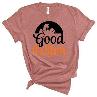 Good Witch Witch Pumpkin Funny Halloween Unisex Crewneck Soft Tee - Seseable