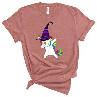 Halloween Dabbing Unicorn Witch Hat Witchcraft Costume Gift Unisex Crewneck Soft Tee - Seseable