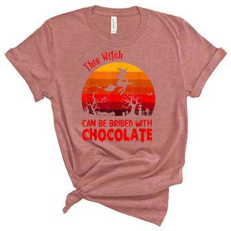 Halloween This Witch Can Be Bribed With Chocolate Retro Unisex Crewneck Soft Tee - Seseable