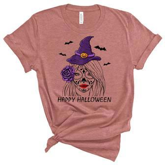 Happy Halloween Catrina Costume For Moms Witch Halloween Unisex Crewneck Soft Tee - Seseable