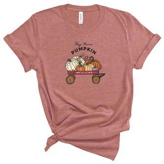 Hey There Pumpkin Farm Harvest Fall Women's Short Sleeve T-shirt Unisex Crewneck Soft Tee - Seseable