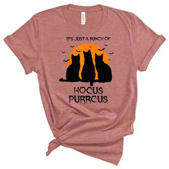 Hocus Purrcus Pocus Halloween Witch Cats Funny Parody V2 Unisex Crewneck Soft Tee - Seseable
