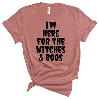Im Here For The Witches & Boos Halloween Unisex Crewneck Soft Tee - Seseable