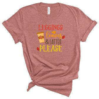 Leggings Leaves And Latte Fall Coffee Women's Short Sleeve T-shirt Unisex Crewneck Soft Tee - Seseable