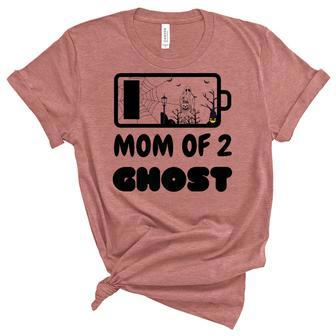 Mom Of Tow Ghost Mother Battery Spooky Mom Momster Halloween Unisex Crewneck Soft Tee - Thegiftio UK