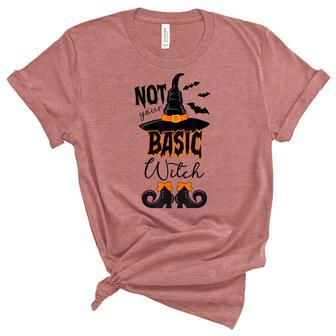 Not Your Basic Witch Halloween Costume Witch Bat Unisex Crewneck Soft Tee - Seseable