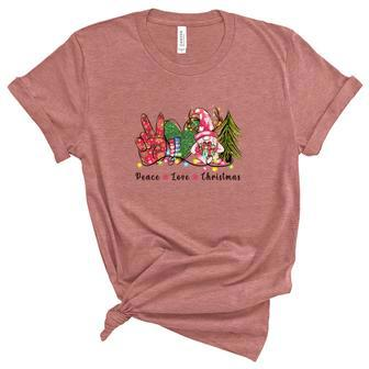 Peace Love Christmas Women's Short Sleeve T-shirt Unisex Crewneck Soft Tee - Seseable