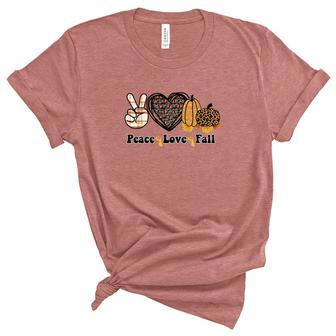 Peace Love Fall Pumpkin Heart Women's Short Sleeve T-shirt Unisex Crewneck Soft Tee - Seseable