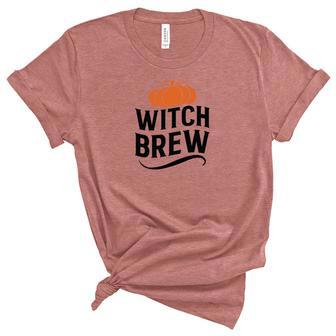 Pumpkin Witch Brew Fall Thanksgiving Women's Short Sleeve T-shirt Unisex Crewneck Soft Tee - Seseable