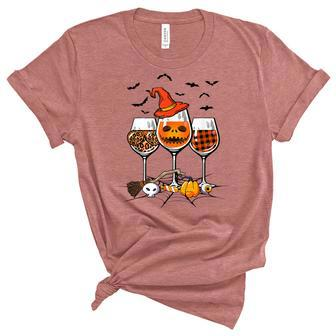 Scary Leopard Pumpkin Witch Plaid Wine Glass Halloween V2 Unisex Crewneck Soft Tee - Seseable