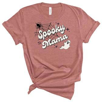 Spooky Mama T Funny Family Halloween Matching Gifts Unisex Crewneck Soft Tee - Seseable