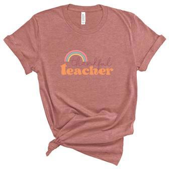 Thanks Giving Thankful Teacher Fall Women's Short Sleeve T-shirt Unisex Crewneck Soft Tee - Seseable