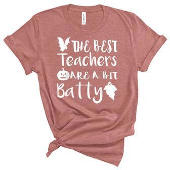 The Best Teachers Are A Bit Batty Halloween Custome Women's Short Sleeve T-shirt Unisex Crewneck Soft Tee - Thegiftio