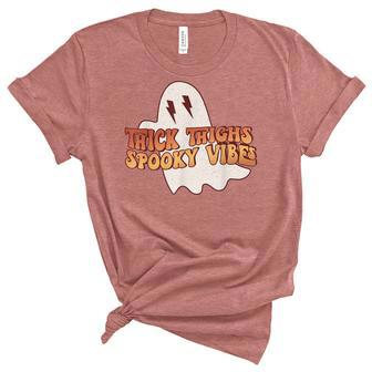 Thick Thighs Spooky Vibes Funny Happy Halloween Spooky Unisex Crewneck Soft Tee - Seseable
