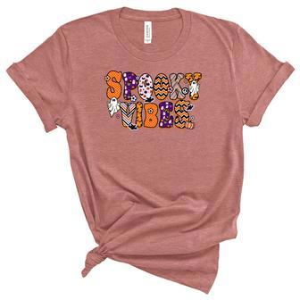 Thick Thights And Spooky Vibes Boo Colorful Halloween Unisex Crewneck Soft Tee - Seseable
