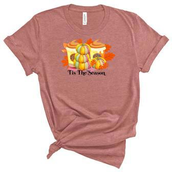 Tis The Season Pumpkin Pie Latte Drink Fall Women's Short Sleeve T-shirt Unisex Crewneck Soft Tee - Seseable