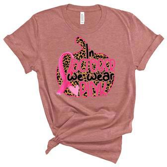 We Wear Pink Breast Cancer Awareness Pumpkin Leopard Print  Unisex Crewneck Soft Tee