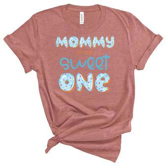 Womens Mommy Of The Sweet One Donut Boy 1St Birthday Party Mama Mom Unisex Crewneck Soft Tee - Thegiftio UK