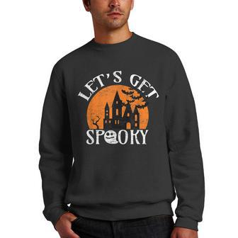 Happy Halloween Get Spooky Cute Haunted Hause Ghost Retro Men Crewneck Graphic Sweatshirt - Seseable