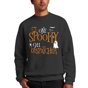 One Spooky 911 Dispatcher Halloween Funny Costume Men Crewneck Graphic Sweatshirt - Seseable