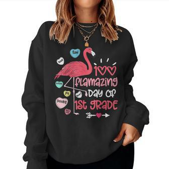 100 Flamazing Days Of 1St Grade Flamingo 100Th Day Teachers Women Crewneck Graphic Sweatshirt - Thegiftio UK