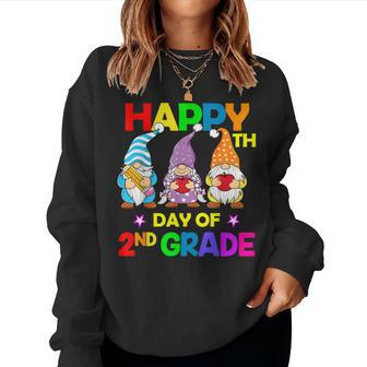 100Th Day Of School 2Nd Grade Gnomes Teacher - 100Th Days Women Crewneck Graphic Sweatshirt - Thegiftio UK