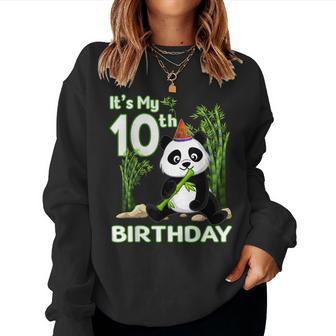 10Th Birthday Gifts 10 Years Old Party Animal Panda Lover Women Crewneck Graphic Sweatshirt - Thegiftio UK