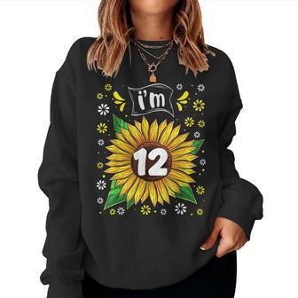12Th Birthday Girl Sunflower 12 Year Old Sunflower Party Women Crewneck Graphic Sweatshirt - Thegiftio