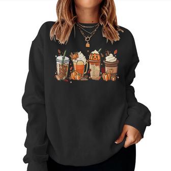 Pumpkin Spice Coffee Latte Fall Autumn Season Hello Fall  V2 Women Crewneck Graphic Sweatshirt