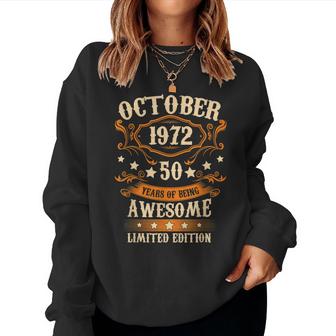 50Th Birthday Gifts Vintage October 1972 50 Years Old Men  Women Crewneck Graphic Sweatshirt