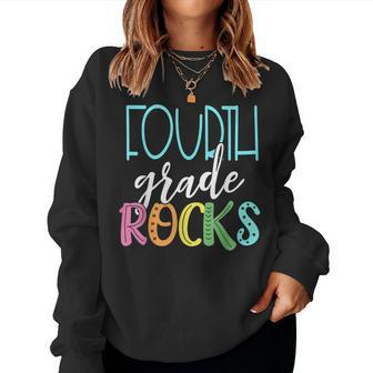 4Th Grade Teacher Team Fourth Grade Rocks 4Th Grader Teacher Women Crewneck Graphic Sweatshirt - Thegiftio UK