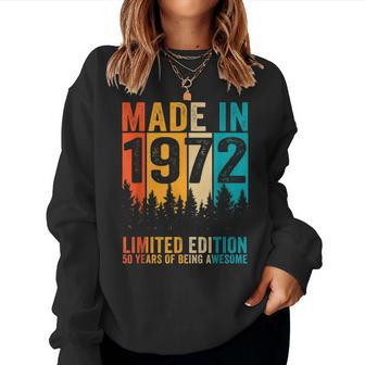 50 Year Old Made In 1972 Limited Edition 50Th Birthday Retro Women Crewneck Graphic Sweatshirt - Thegiftio UK