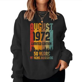 50 Years Old Vintage Awesome Since August 1972 50Th Birthday V2 Women Crewneck Graphic Sweatshirt - Thegiftio UK