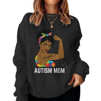 Autism Awareness Strong Mom Afro Mother Black Women Gift V2 Women Crewneck Graphic Sweatshirt - Thegiftio UK