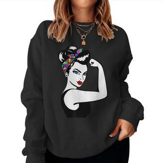 Autism Mom Unbreakable Rosie The Riveter Strong Woman Power Women Crewneck Graphic Sweatshirt - Thegiftio UK