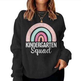 Back To School Rainbow Kindergarten Squad Boys Girls Teacher Women Crewneck Graphic Sweatshirt - Thegiftio UK