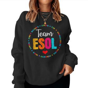 Back To School Teachers Crew Students Team Esol Teacher Women Crewneck Graphic Sweatshirt - Thegiftio UK