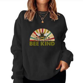 Bee Kind Colorful Retro Boho Design V2 Women Crewneck Graphic Sweatshirt - Seseable