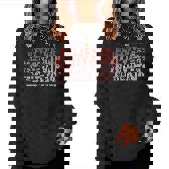 Believer Motivator Innovator Educator Retro Teacher Gifts V3 Women Crewneck Graphic Sweatshirt - Thegiftio